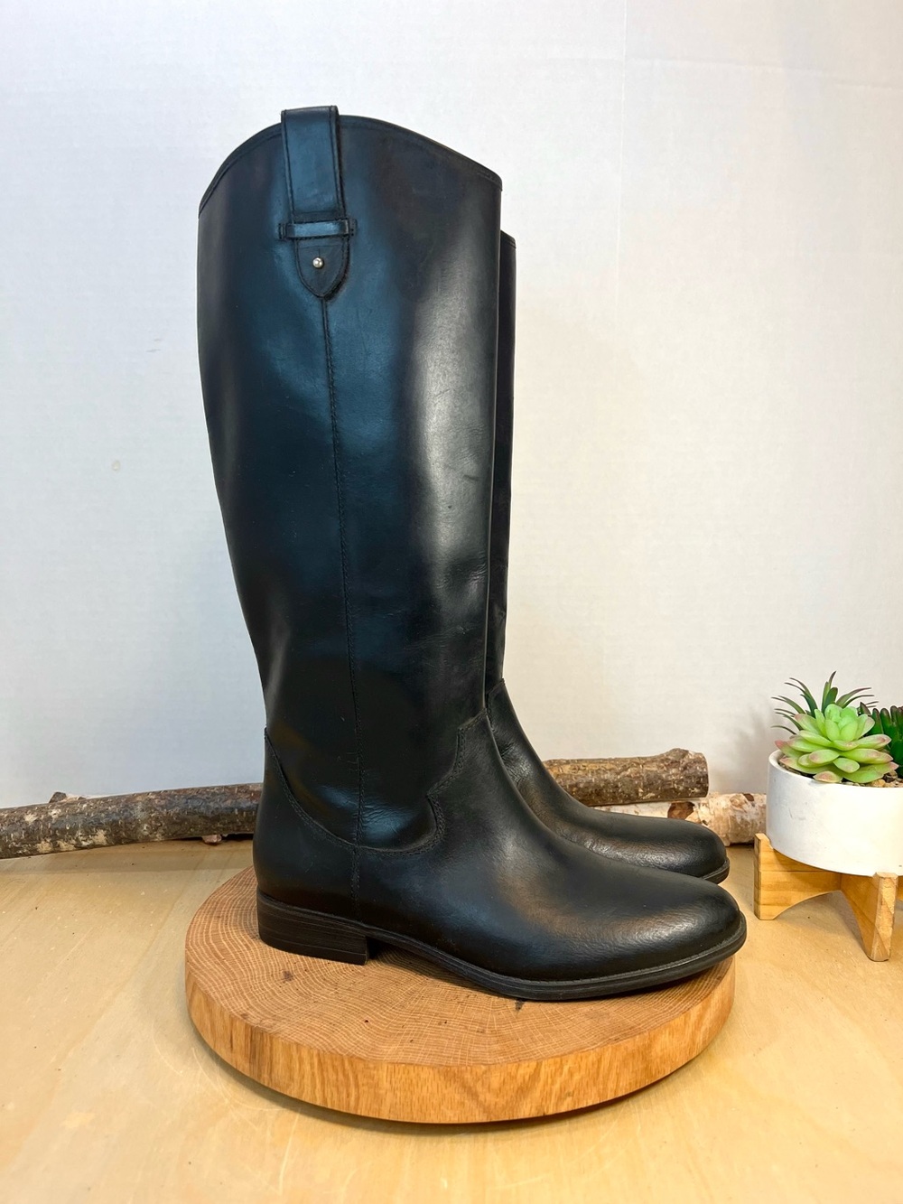 NWOB Frye & Co | Tania Black Leather Tall Pull On Riding Boots Size 8